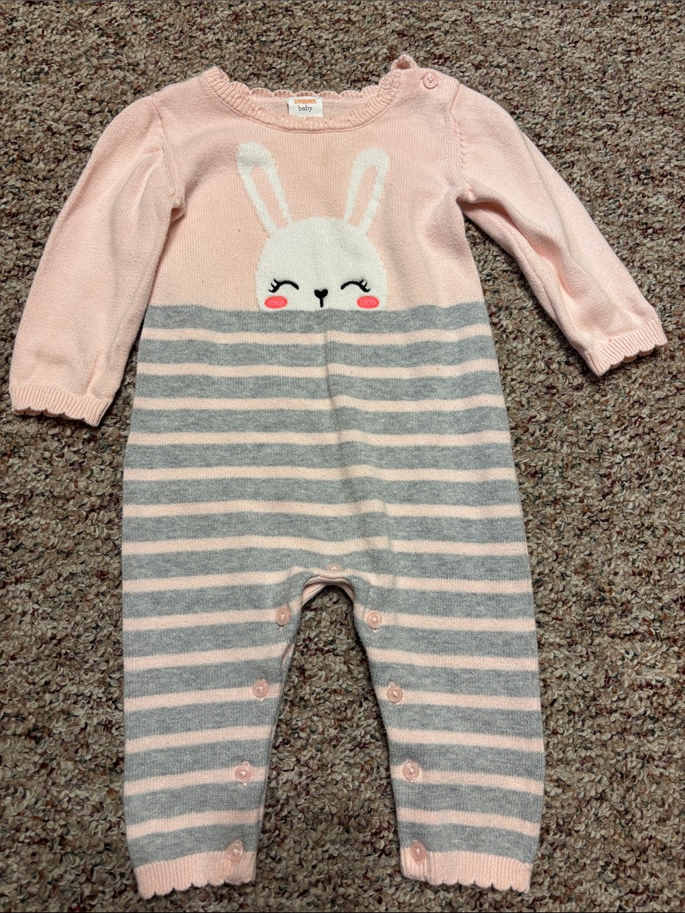 Gymboree Baby Pink Bunny Knit One-Piece Romper